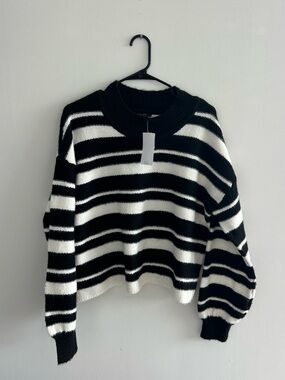 Jessica Simpson Black and White Striped Sweater